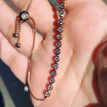 Tennis Bracelet Adjustable Length in Rose Gold