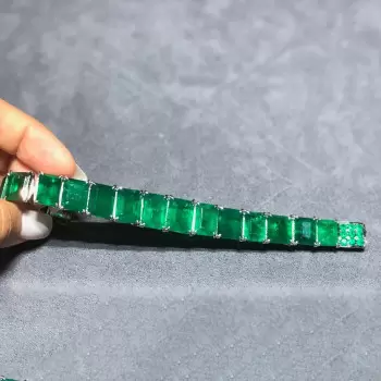 41ctw Emerald Cut Green Sapphire Statement Bracelet