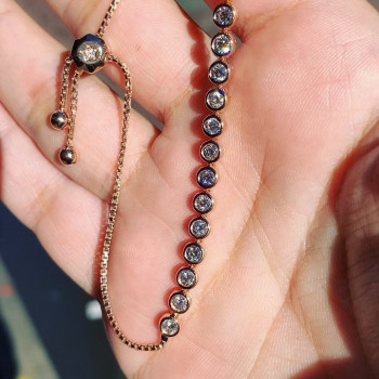 Tennis Bracelet Adjustable Length in Rose Gold