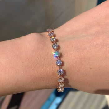 White Sapphire Tennis Bracelet Adjustable Length in Rose Gold