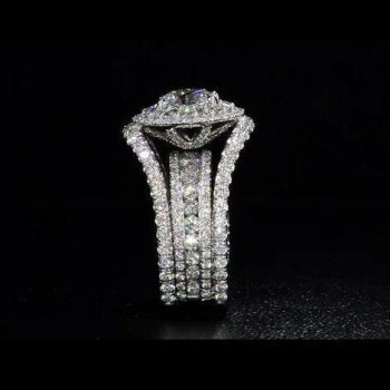 1ct Round Cut White Sapphire 3pcs Bridal Set