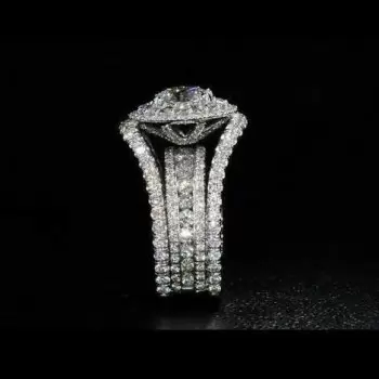 1ct Round Cut White Sapphire 3pcs Bridal Set