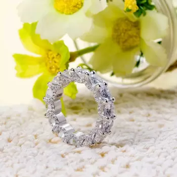 Round Cut White Sapphire Eternity Band
