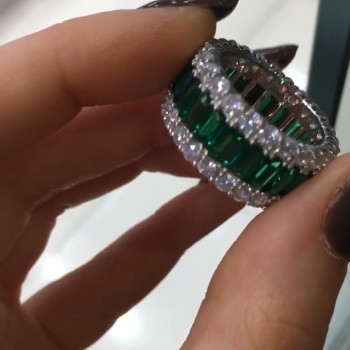 7.8ct Baguette Cut Emerald Eternity Band