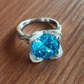 11ct Round Cut Aquamarine Vintage Cocktail Ring