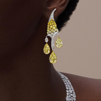 16ctw Pear Cut Yellow Sapphire Chandelier Earrings