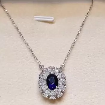 10.75ct Oval Cut Blue Sapphire Pendant Necklace