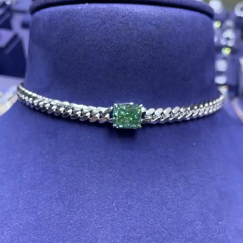 6ct Radiant Cut Vivid Green Sapphire Choker Necklace