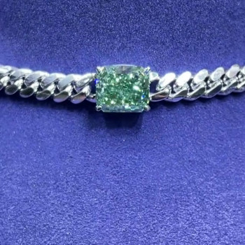 6ct Radiant Cut Vivid Green Sapphire Choker Necklace