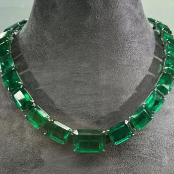 61ctw Emerald Cut Green Sapphire Luxury Necklace