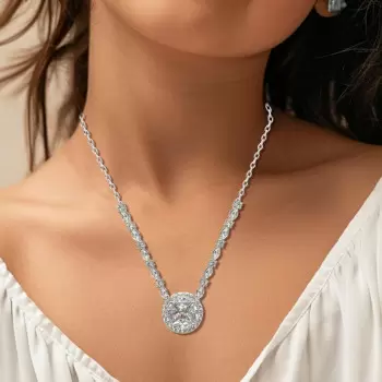 Cluster Princess Cut White Sapphire Pendant Necklace