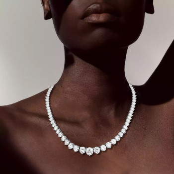 3-prong Setting Round Cut White Sapphire Tennis Necklace