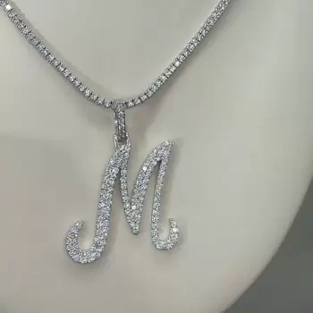 Letter Pendant Diamond Chain Necklace