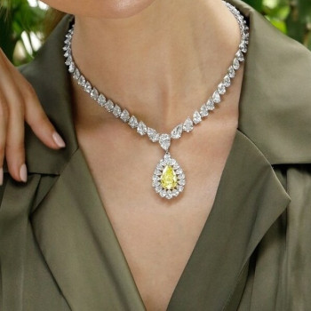 10ct Pear Cut Yellow Sapphire Statement Necklace
