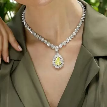 10ct Pear Cut Yellow Sapphire Statement Necklace