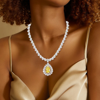 10ct Pear Cut Yellow Sapphire Statement Necklace