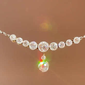 Round Cut White Sapphire Art Deco Necklace