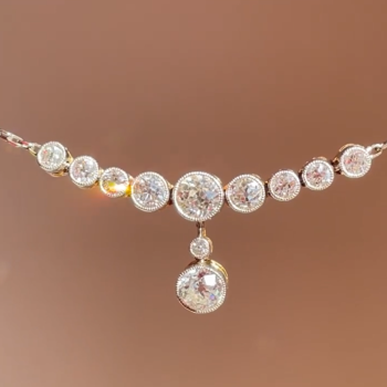 Round Cut White Sapphire Art Deco Necklace