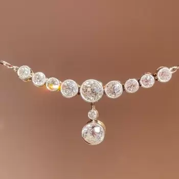 Round Cut White Sapphire Art Deco Necklace