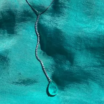 8.9ct Pear Cut Green Blue Paraiba Tourmaline Y Necklace