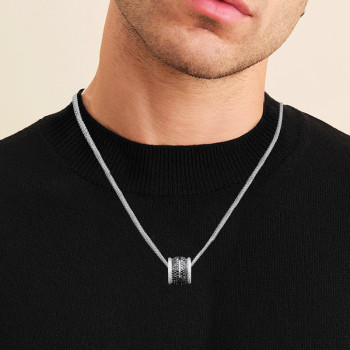 White-Black Wheel of Fortune Pendant Necklace