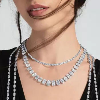 119ctw Cushion Cut White Sapphire Halo Statement Necklace