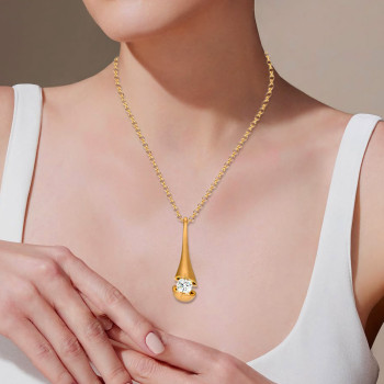 2ct Round Cut White Sapphire Tear Pendant Necklace