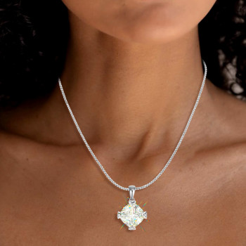 7ct Cushion Cut White Sapphire Pendant Necklace