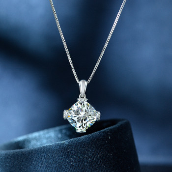 7ct Cushion Cut White Sapphire Pendant Necklace