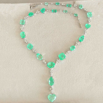 Light Green Paraíba Tourmaline Station Necklace