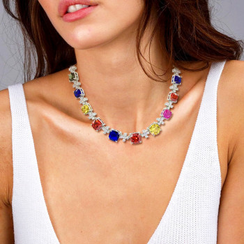 114ctw Multi-color Sapphire Statement Necklace