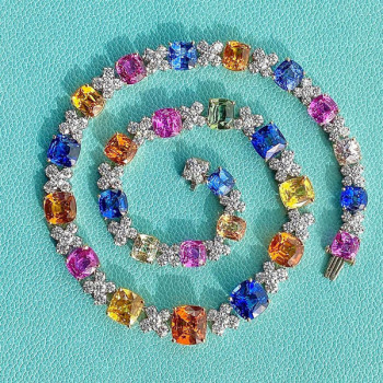 114ctw Multi-color Sapphire Statement Necklace