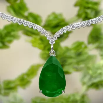 20ct Pear Cut Emerald Tennis Necklace
