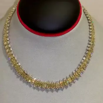 84ctw Radiant Cut Yellow Sapphire Statement Necklace 