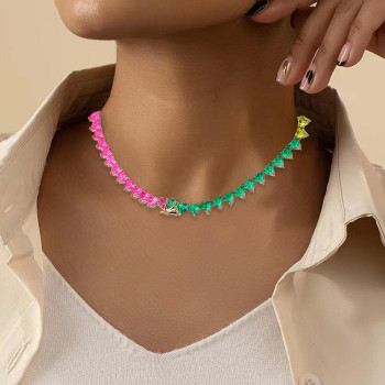 45ctw Multi-color Sapphire Heart Necklace