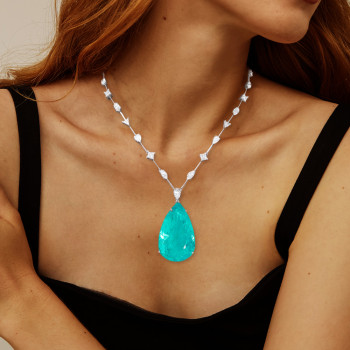 Multi-cut Chain 14ct Pear Cut Paraíba Tourmaline Necklace