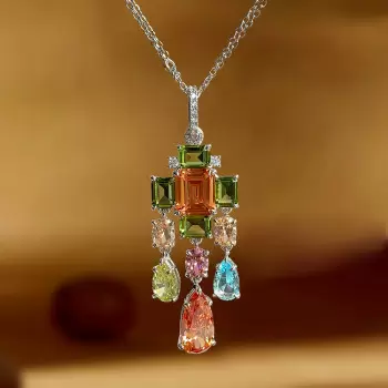 23ctw Multicolor Sapphire Statement Necklace