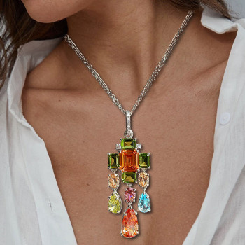 23ctw Multicolor Sapphire Statement Necklace