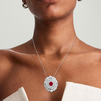 Antique Round Cut Ruby Pendant Necklace
