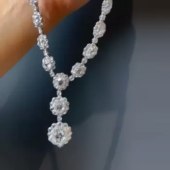66ctw Halo Rose Cut Flower Necklace
