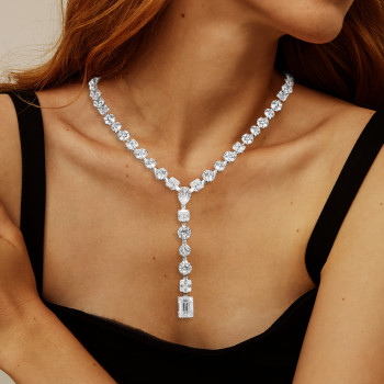 120ctw Multi-cut White Sapphire Statement Necklace