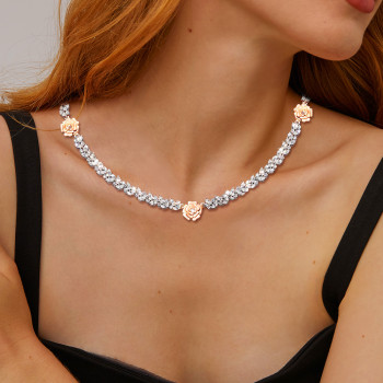 Marquise Cut White Sapphire Rose Necklace
