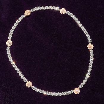 Marquise Cut White Sapphire Rose Necklace