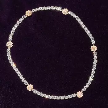 Marquise Cut White Sapphire Rose Necklace