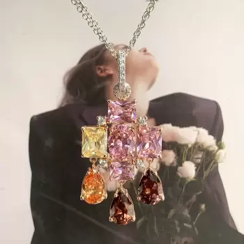 18ctw Multicolor Sapphire Statement Pendant Necklace