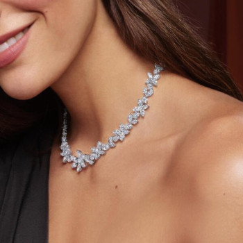 38ctw Marquise and Oval Cut Statement Necklace