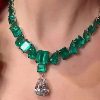 120ctw Multi-Cut Emerald and White Sapphire Statement Necklace