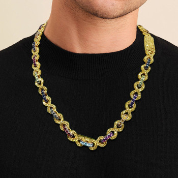 58ctw Multicolor Sapphire Infinity Statement Necklace