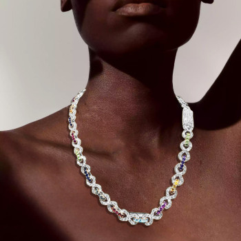 58ctw Multicolor Sapphire Infinity Statement Necklace
