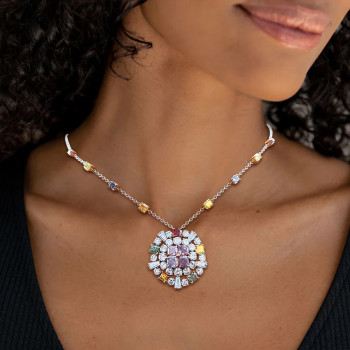 16ctw Cushion Cut Multicolor Sapphire Kaleidoscope Necklace